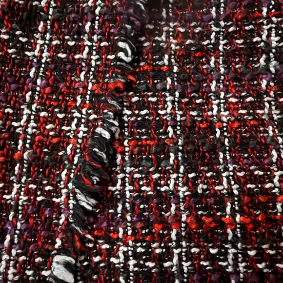 Twelve by Twelve Burgundy Plaid Tweed A-Line Mini Skirt - Picture 3 of 4